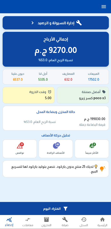 إحصائيات Rezeta Cashier